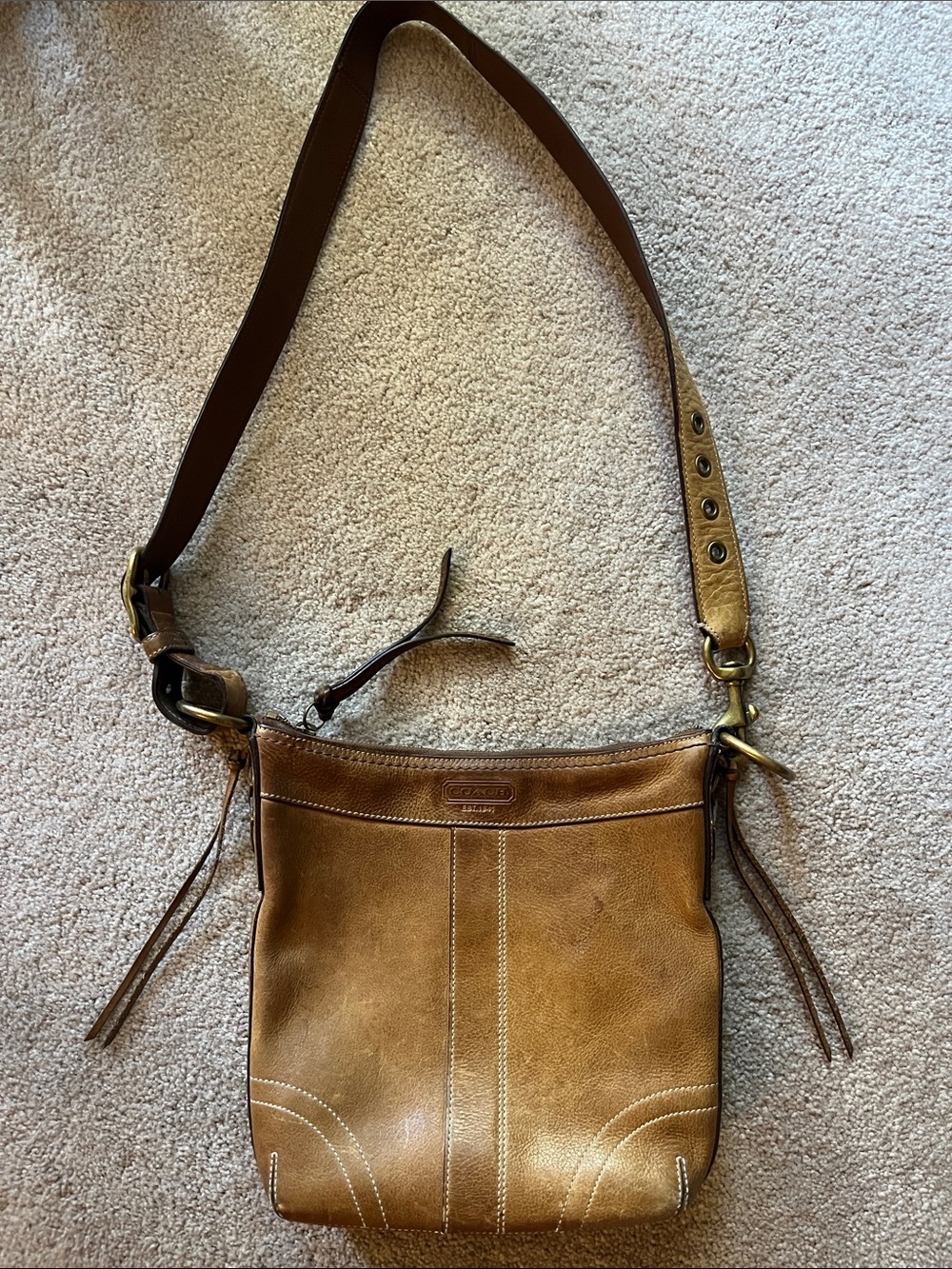 Vintage Y2K Coach Bleeker Tan Leather Crossbody Bag